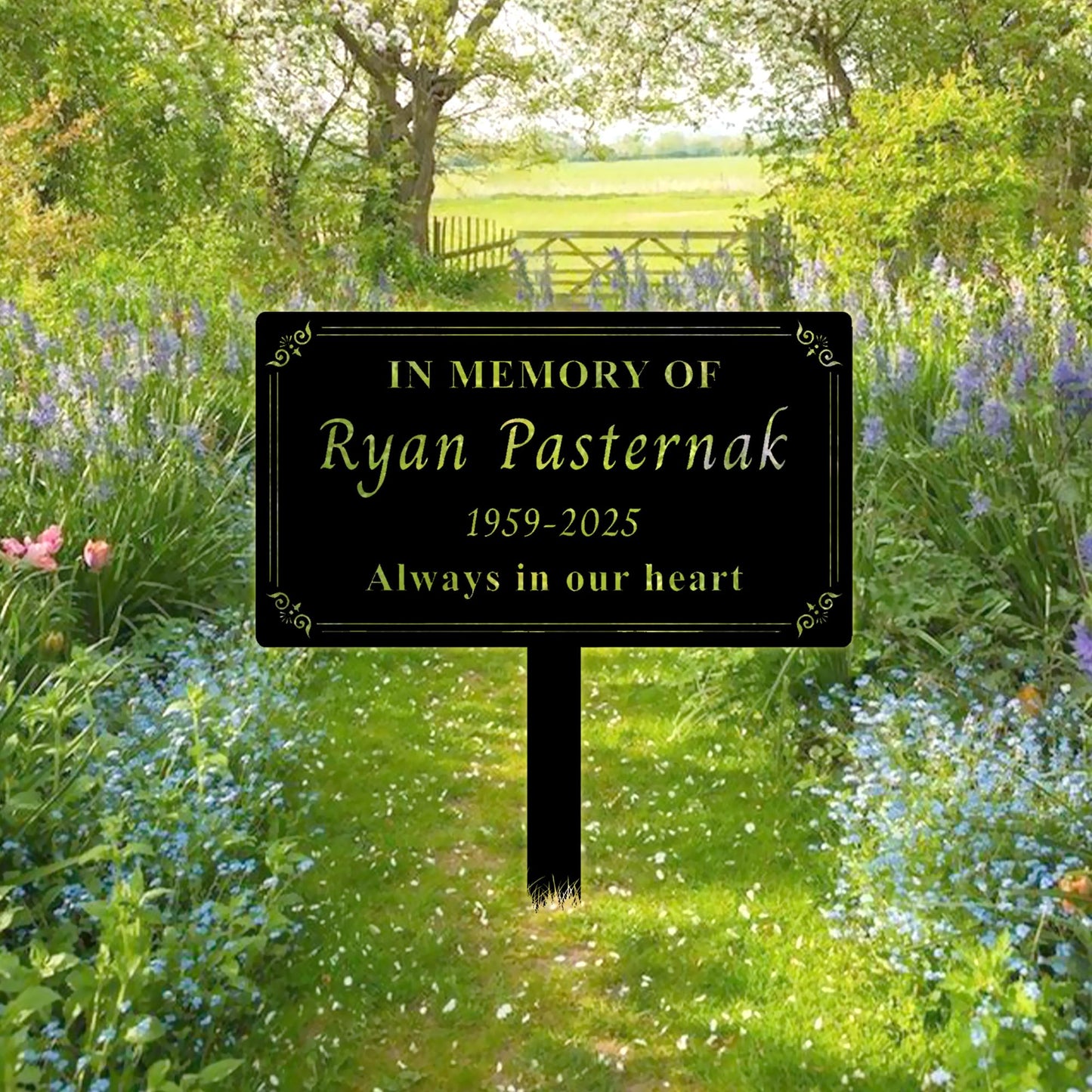 Personalized Metal Memorial Plaque With Stake, Custom Remembrance Tree Plate, Name Grave Marker, Outdoor Memorial Sign, Honor a Loved One