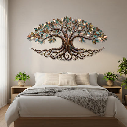 Handcrafted Tree Metal Wall Art Rustic Home Decor Large Copper Bronze Tree of Life Sculpture for Living Room Outdoor Garden Wall Decoration