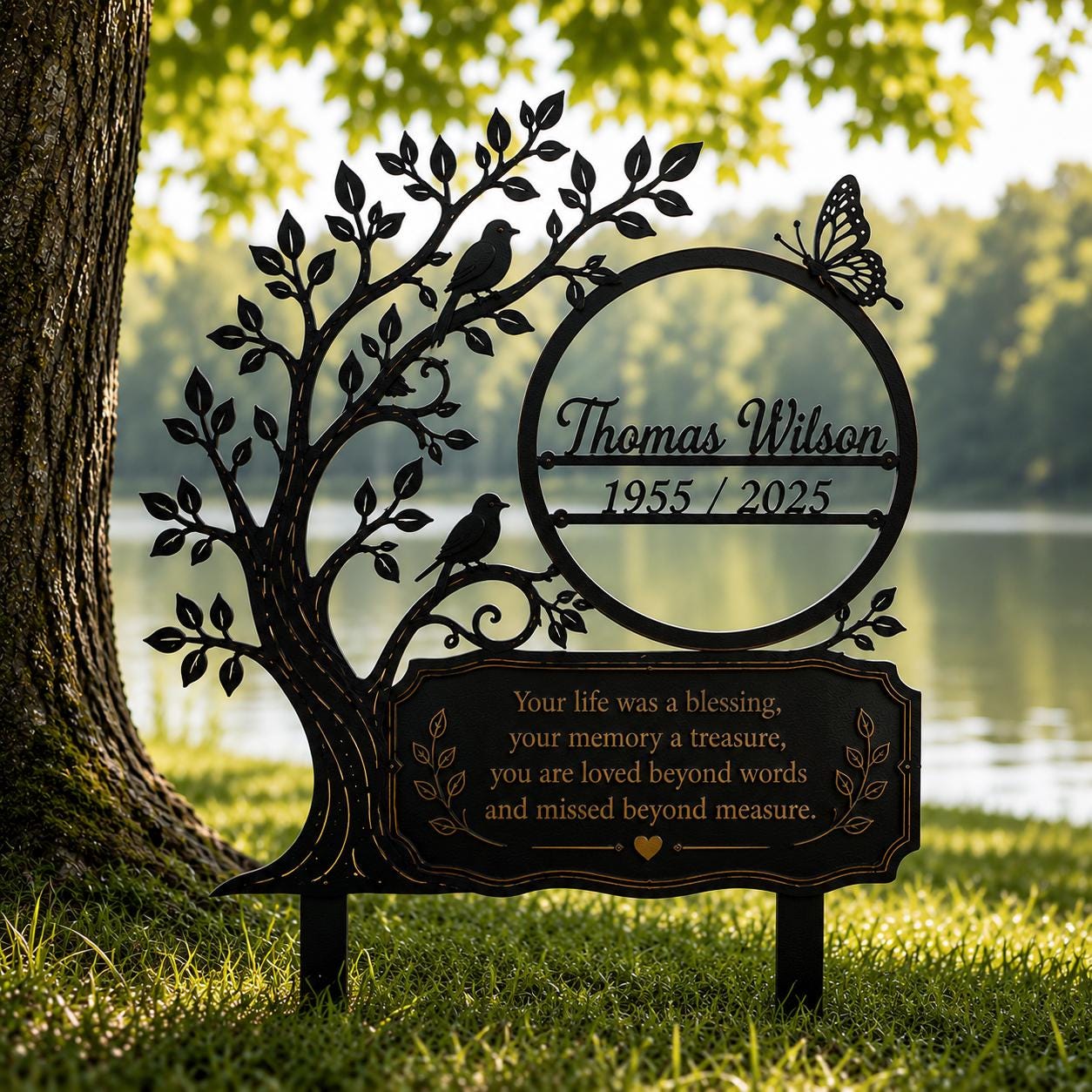 Personalized Memorial Garden Sign, Custom Tree of Life Metal Stake, In Loving Memory Plaque, Sympathy Gift, Remembrance Yard Decor Gift