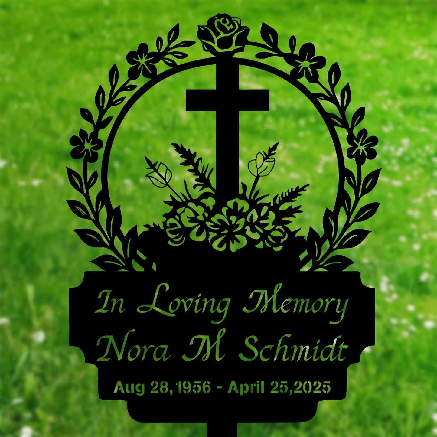 Personalized Memorial Cross Stake,Custom Cross Memorial Metal Stake, In Memory Cross,Grave Marker,Sympathy Gift,Remembrance Decor,Garden Sign