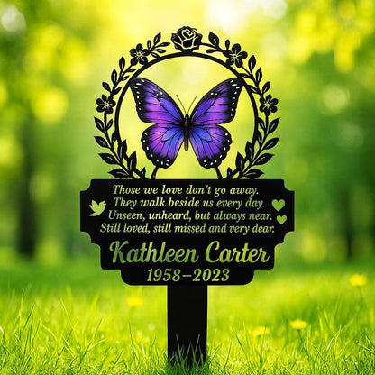 Personalized Butterfly Memorial Metal Grave Marker In Loving Memory Yard Stake for Garden Outdoor Sympathy Gift for Loss of Loved One
