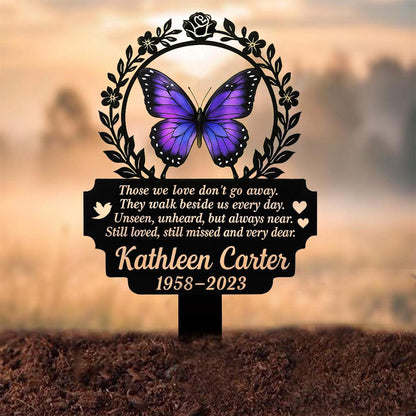 Personalized Butterfly Memorial Metal Grave Marker In Loving Memory Yard Stake for Garden Outdoor Sympathy Gift for Loss of Loved One
