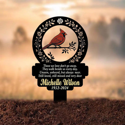 Personalized Memorial Stake Metal Sign, Cardinal Garden Stakes, Cardinals Appear, Metal Cemetery Decorations, Stake for Outdoors Yard Garden