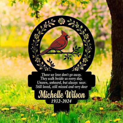 Personalized Memorial Stake Metal Sign, Cardinal Garden Stakes, Cardinals Appear, Metal Cemetery Decorations, Stake for Outdoors Yard Garden
