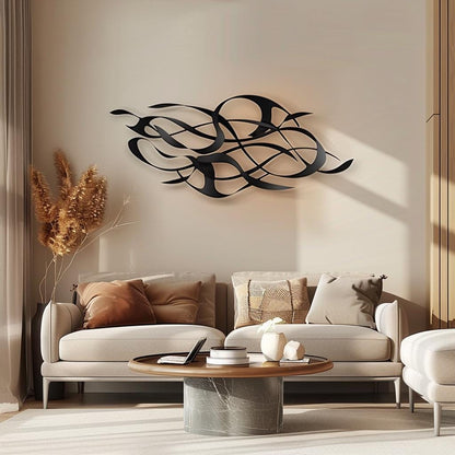 Modern Curved Metal Wall Art Abstract 2D Metal Sign Large Minimalist Line Decor Living Room Office Wall Decor Contemporary Art
