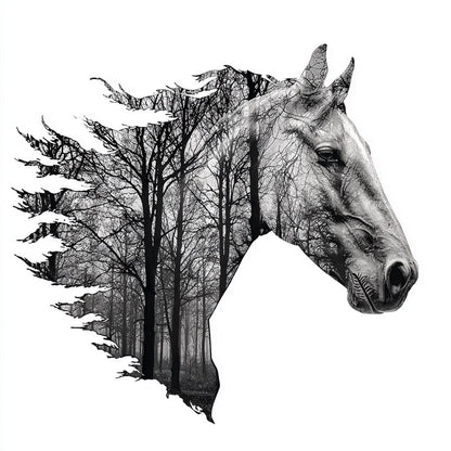 Horse Metal Wall Art, 2D Aluminum Horse Head Sign, Mountain Forest Western Wall Decor, Rustic Ranch Gift