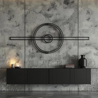 Modern Circle Metal Wall Art Abstract 2D Metal Sign Geometric Wall Decor Minimalist Living Room Office Decor Black Metal Art Decor Gift