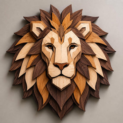 Layered Lion Wood Wall Art, 3D Wooden Lion Head Decor, Safari Animal Wall Sculpture, Rustic Nursery Gift, Multilayer Wood Home, 4 Designs