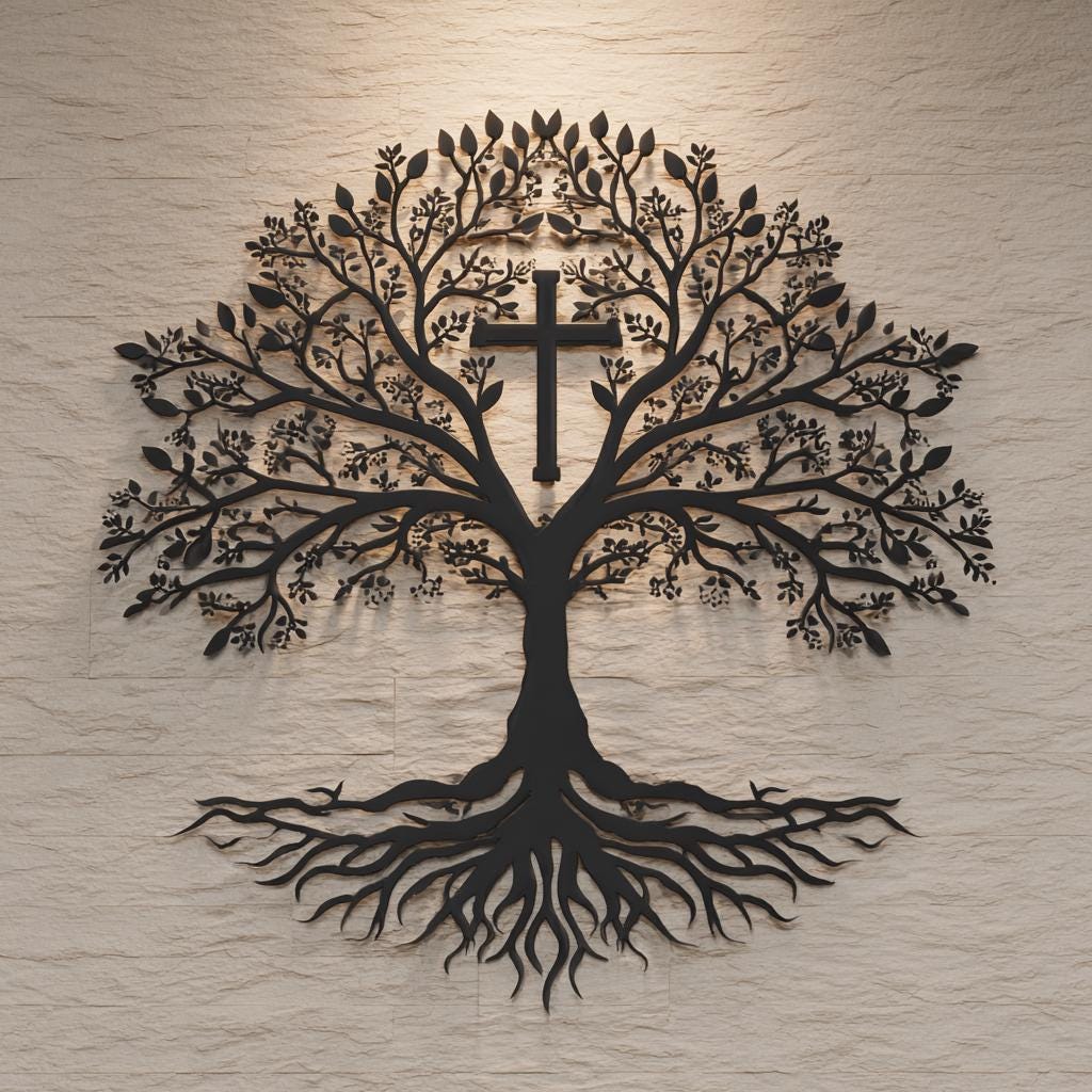 Cross Tree of Life Metal Wall Art Christian Wall Decor Rustic Faith Sign Religious Home Decor Spiritual Gift Farmhouse Cross Decor