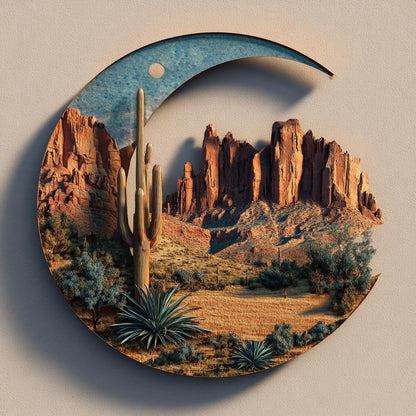 Southwestern Desert Metal Wall Art Cactus Sunset Decor Arizona Desert Landscape Sign Western Ranch Wall Hanging Gift