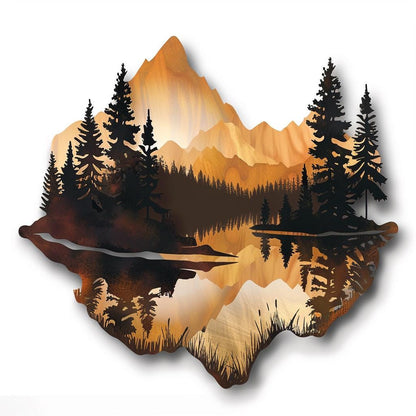 Mountain Forest Metal Wall Art Nature Landscape Decor Rustic Cabin Lodge Wall Sign Outdoor Adventure Mountain Lake Metal Wall Decor Gift