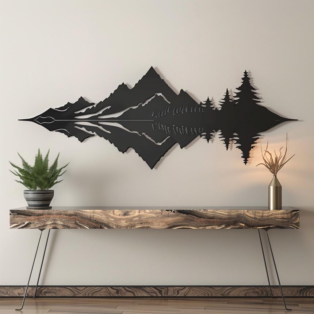 Mountain Forest Metal Wall Art Nature Landscape Decor Rustic Cabin Lodge Wall Sign Outdoor Adventure Mountain Lake Metal Wall Decor Gift