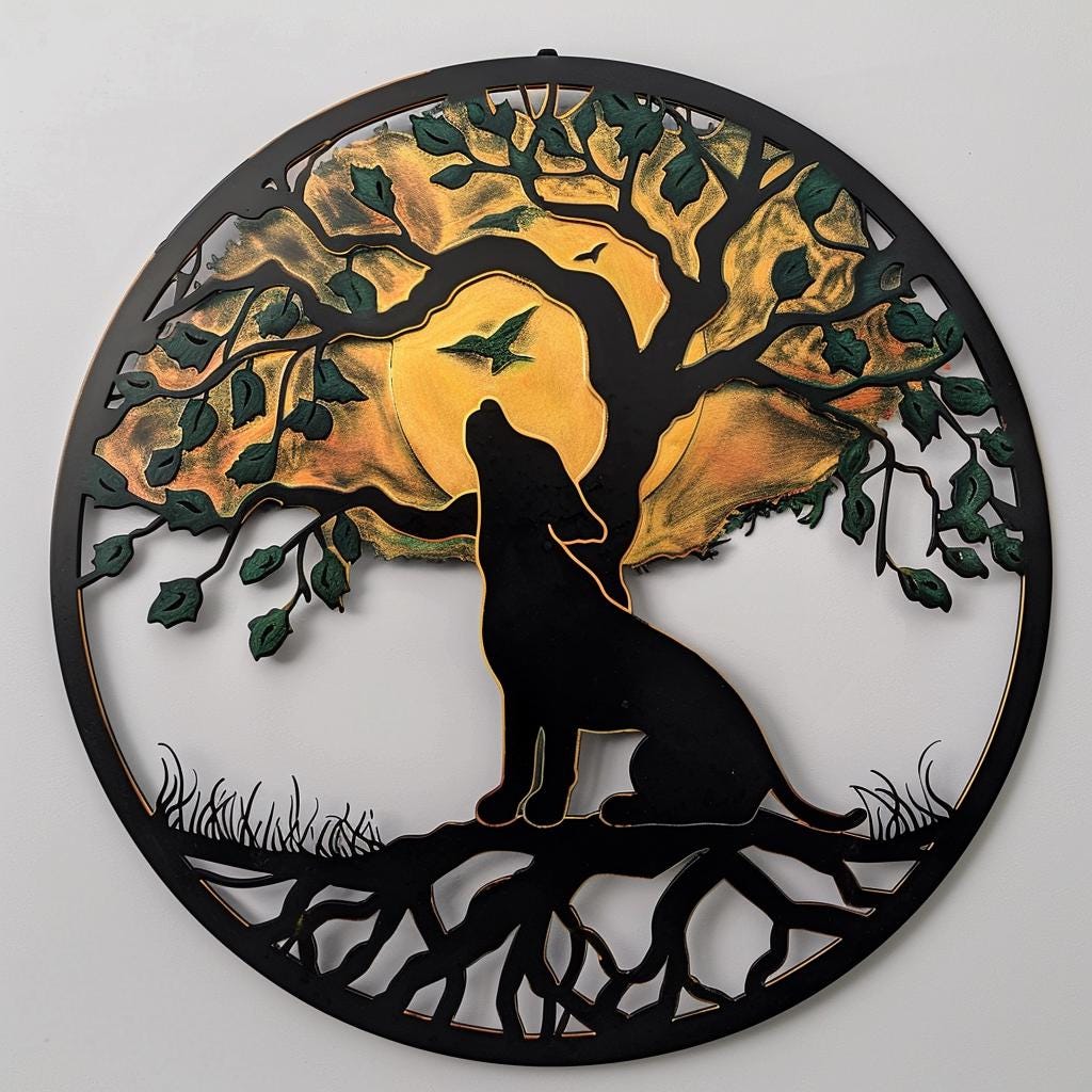 Tree of Life Dog Metal Wall Art Dog Lover Memorial Decor Zen Pet Remembrance Wall Sign Rustic Animal Lover Gift Home Decor