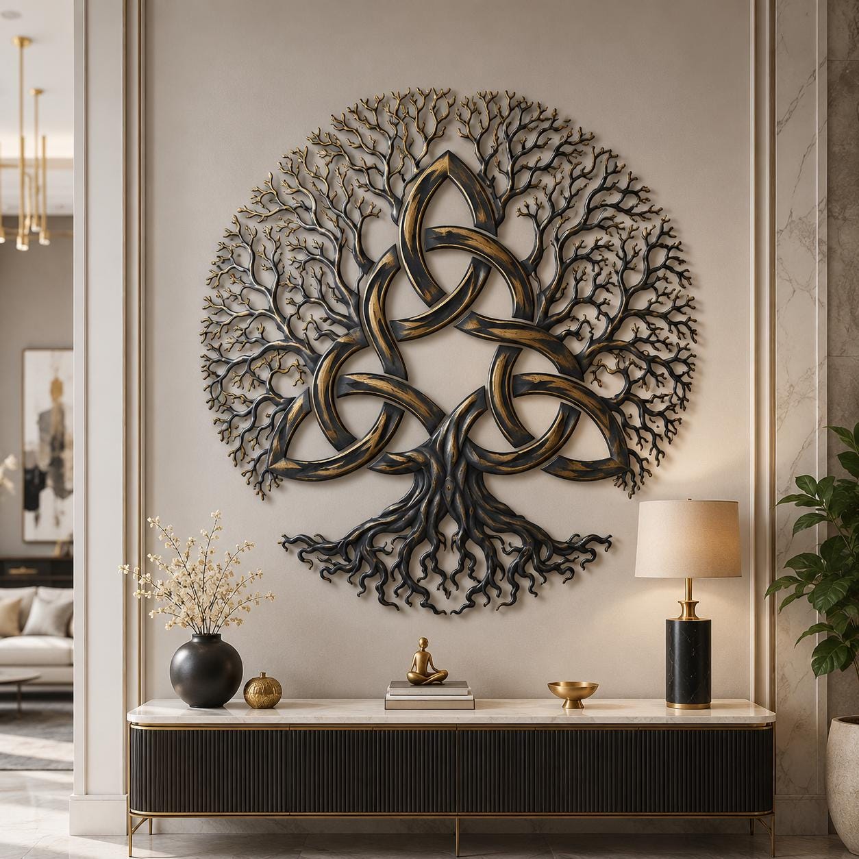Tree of Life Metal Wall Art, Sun Moon Wall Decor, Celtic Tree Sign, Boho Spiritual Home Decor, Yoga Meditation Gift, 4 Designs for Home