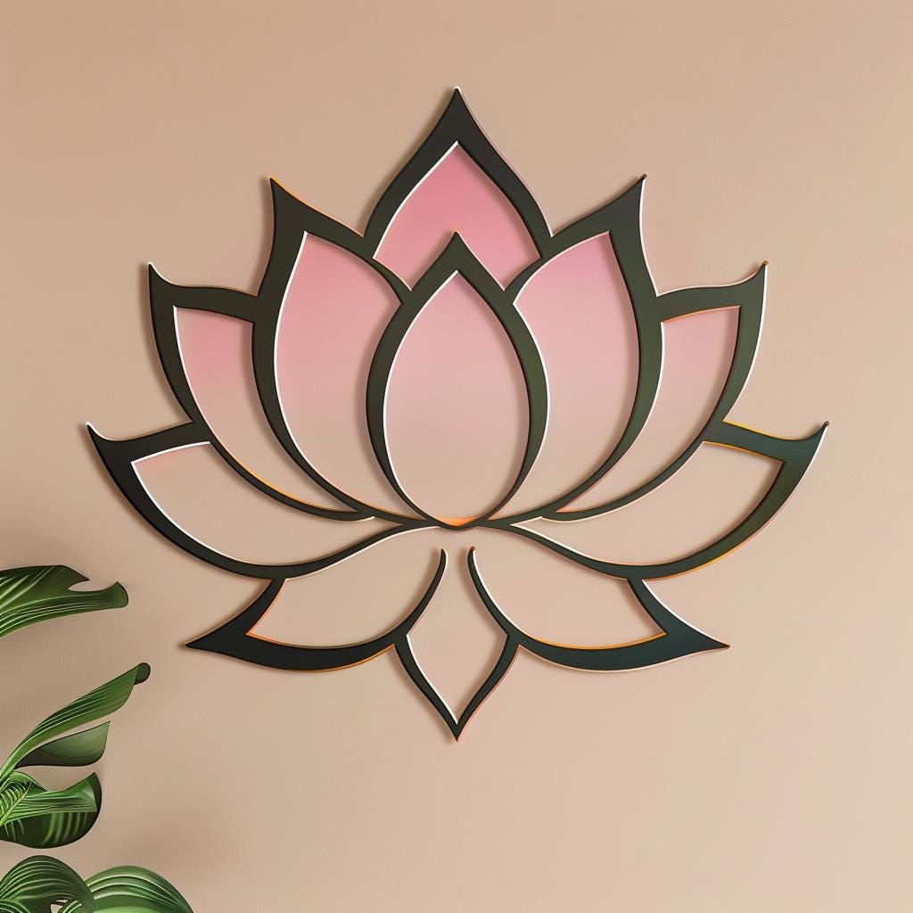 Lotus Metal Wall Art, Zen Yoga Decor, Boho Floral Wall Sign, Minimalist Lotus Flower Decor for Living Room, Bedroom, Meditation Room