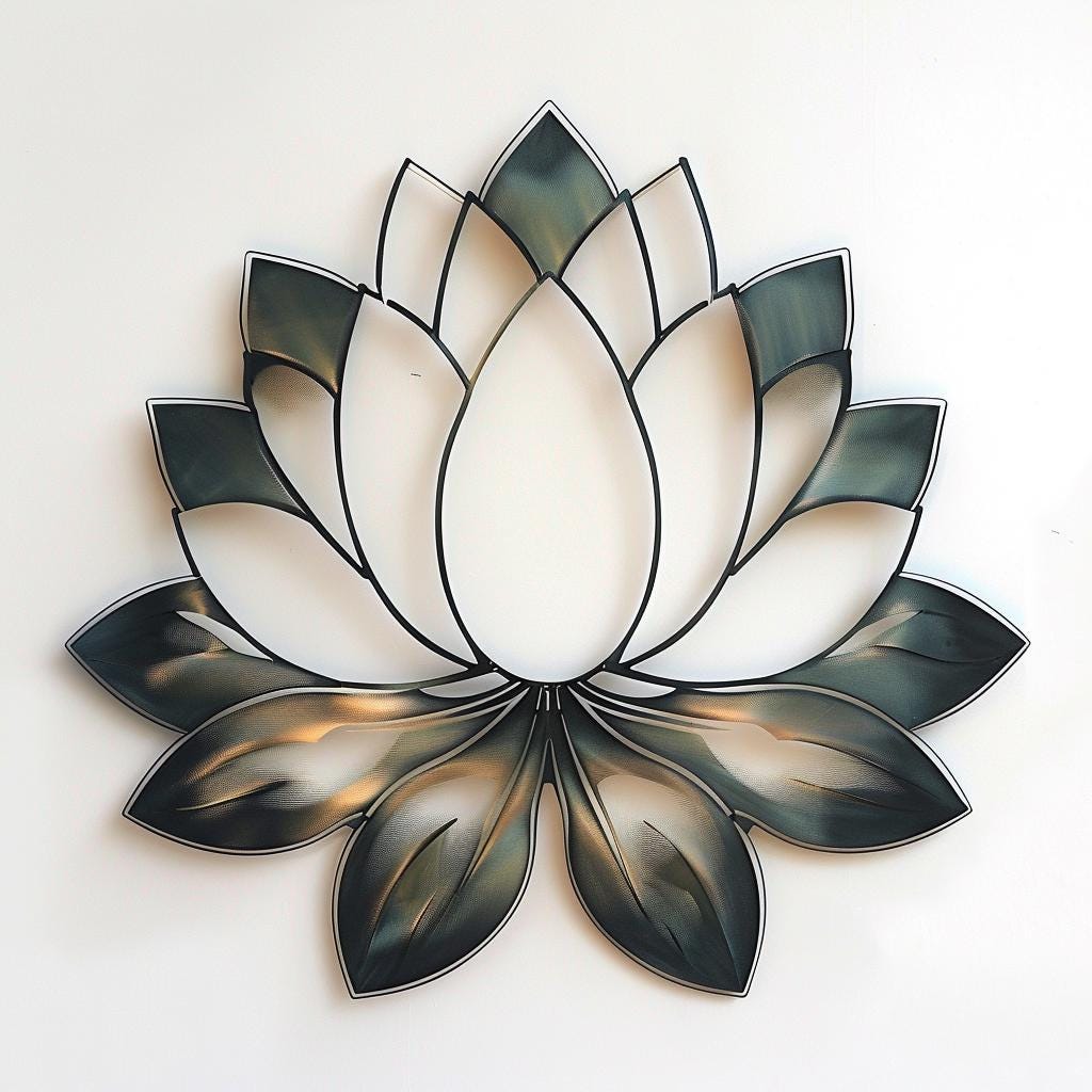 Lotus Metal Wall Art, Zen Yoga Decor, Boho Floral Wall Sign, Minimalist Lotus Flower Decor for Living Room, Bedroom, Meditation Room