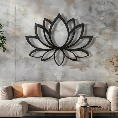Lotus Metal Wall Art, Zen Yoga Decor, Boho Floral Wall Sign, Minimalist Lotus Flower Decor for Living Room, Bedroom, Meditation Room