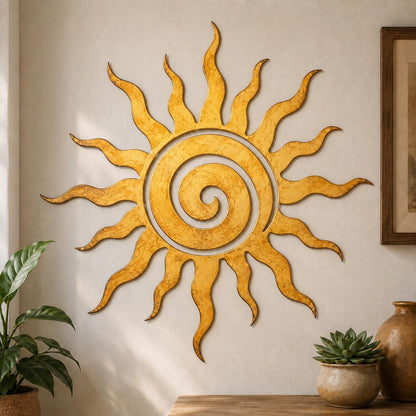 Sun Metal Wall Art, Boho Celestial Sun Decor, Turquoise Gold Sunburst Wall Hanging, Rustic Patio Garden Decor, 4 Style Options