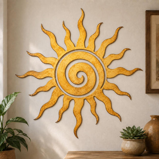 Sun Metal Wall Art, Boho Celestial Sun Decor, Turquoise Gold Sunburst Wall Hanging, Rustic Patio Garden Decor, 4 Style Options