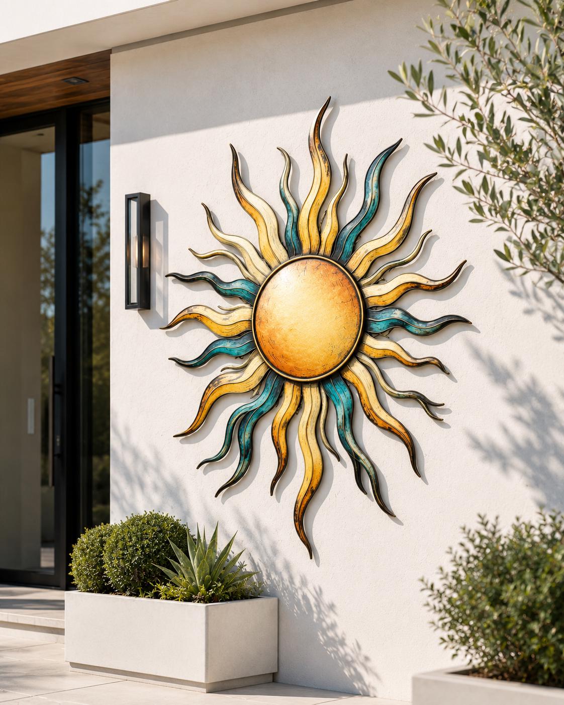 Sun Wave Metal Wall Art Outdoor Decor Ocean Sunrise Sunset Wall Sign Coastal Beach Modern Sun Wall Decor Set Of 4 Designs Gift For Home