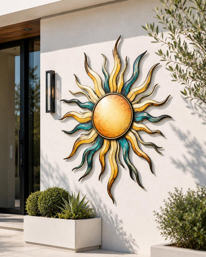 Sun Wave Metal Wall Art Outdoor Decor Ocean Sunrise Sunset Wall Sign Coastal Beach Modern Sun Wall Decor Set Of 4 Designs Gift For Home