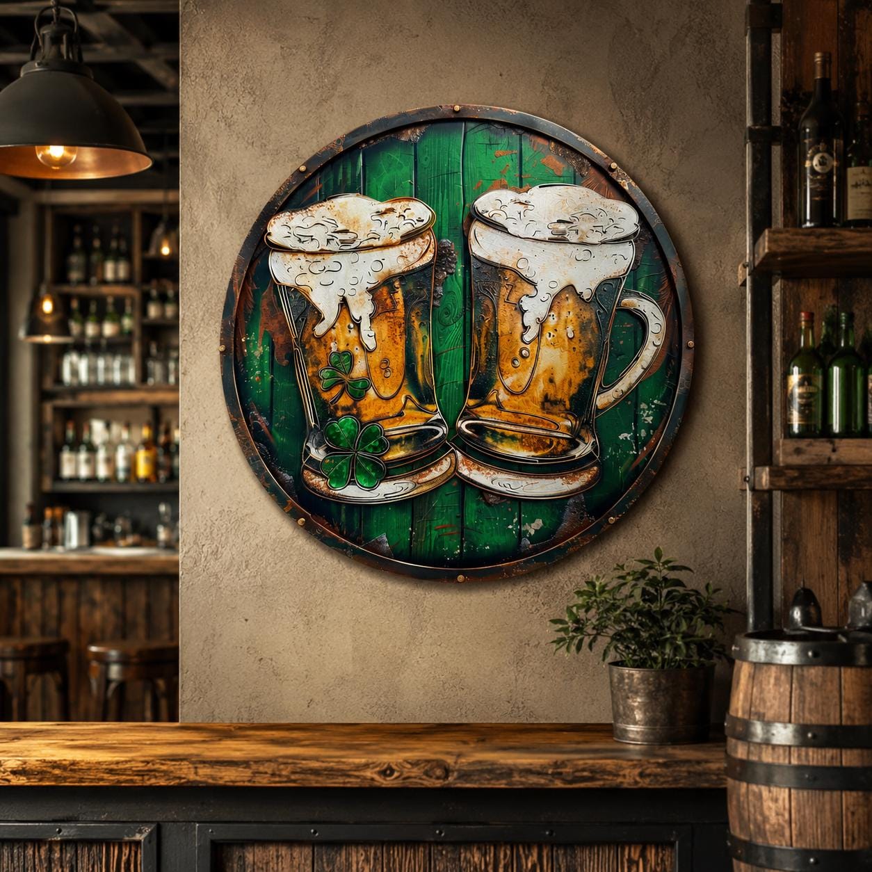Irish Beer Metal Wall Art, Pub Bar Sign, St Patrick's Day Decor, Beer Mug Wall Decor, Shamrock Metal Sign, Man Cave Home Bar Decor