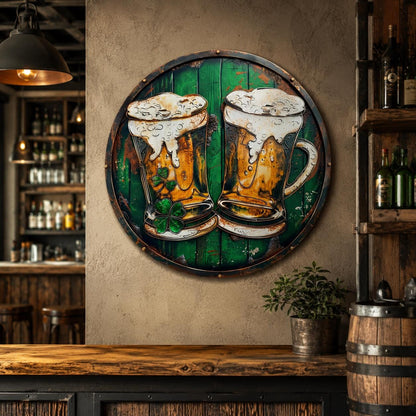 Irish Beer Metal Wall Art, Pub Bar Sign, St Patrick's Day Decor, Beer Mug Wall Decor, Shamrock Metal Sign, Man Cave Home Bar Decor