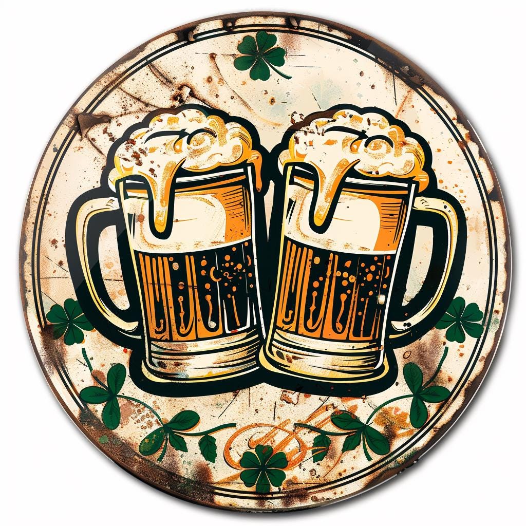 Irish Beer Metal Wall Art, Pub Bar Sign, St Patrick's Day Decor, Beer Mug Wall Decor, Shamrock Metal Sign, Man Cave Home Bar Decor