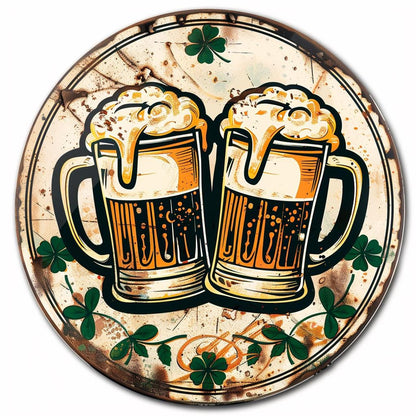 Irish Beer Metal Wall Art, Pub Bar Sign, St Patrick's Day Decor, Beer Mug Wall Decor, Shamrock Metal Sign, Man Cave Home Bar Decor