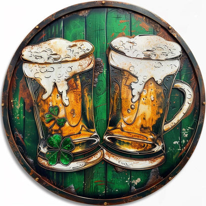 Irish Beer Metal Wall Art, Pub Bar Sign, St Patrick's Day Decor, Beer Mug Wall Decor, Shamrock Metal Sign, Man Cave Home Bar Decor