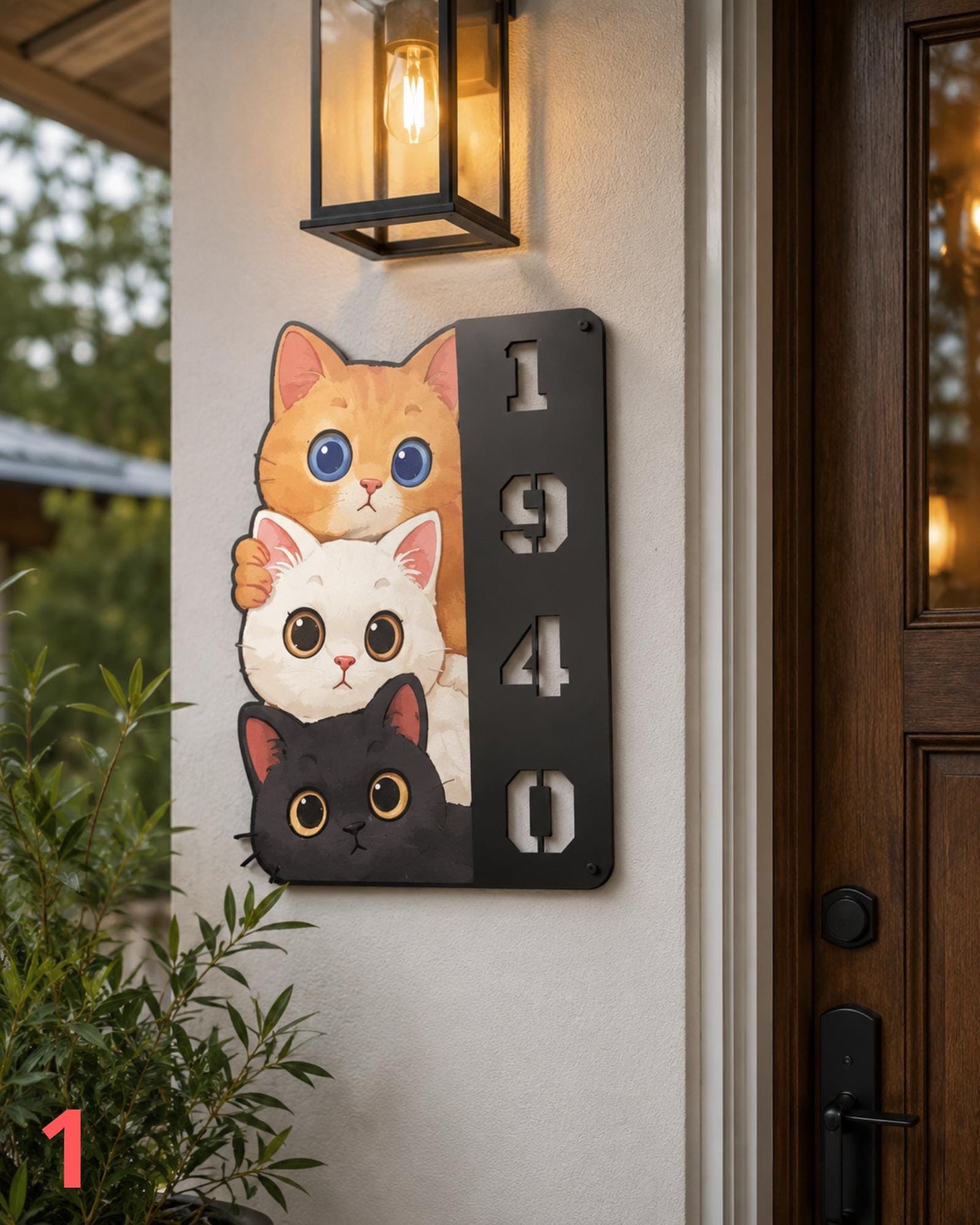 Custom Cat House Number Sign, Personalized Cat Address Plaque, Cute Cat Metal Porch Decor, Outdoor Home Number Sign, Cat Lover Gift Decor