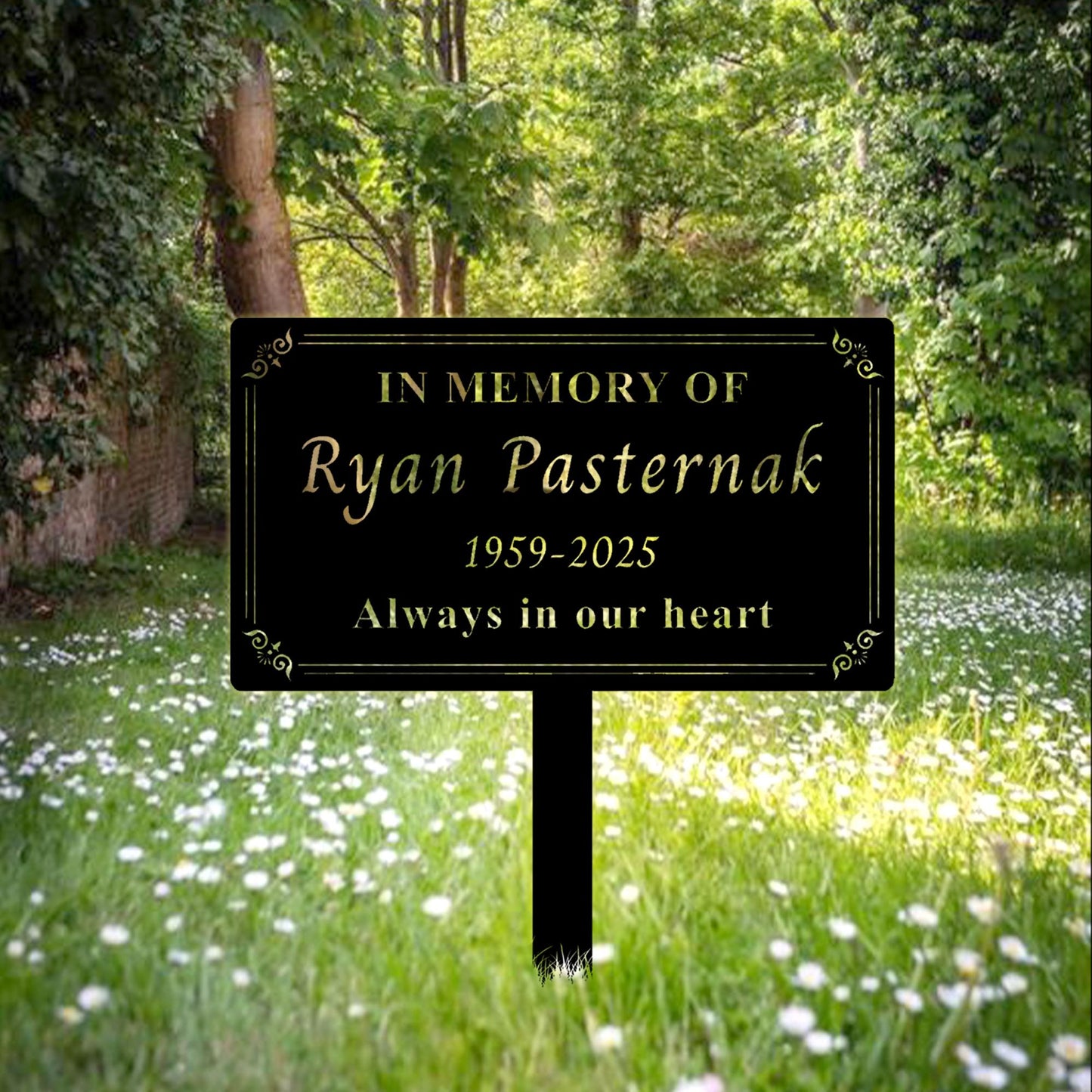 Personalized Metal Memorial Plaque With Stake, Custom Remembrance Tree Plate, Name Grave Marker, Outdoor Memorial Sign, Honor a Loved One