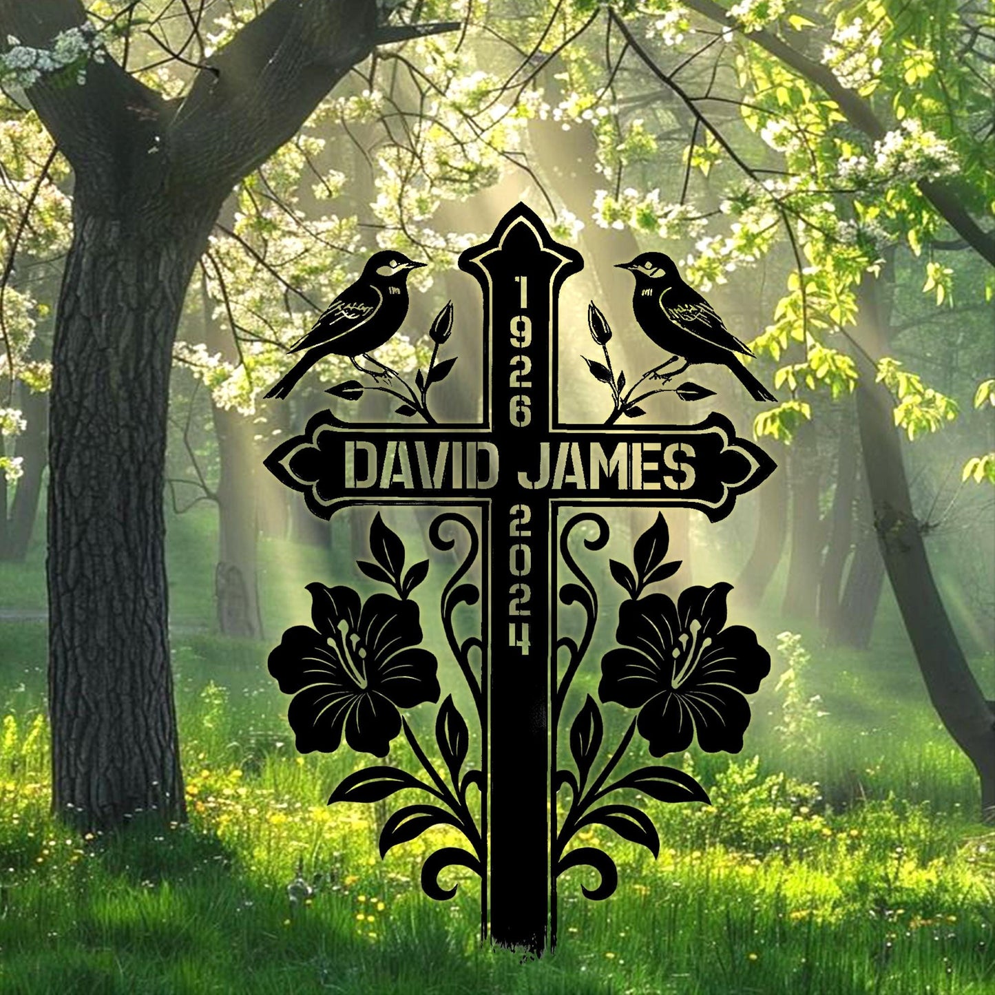 Custom Memorial Metal Cross Stake, Grave Marker, Sympathy Gifts, Remembrance Gift, Lawn Metal Cross, Garden Stake, Memorial Gift