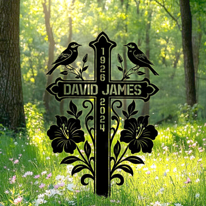 Custom Memorial Metal Cross Stake, Grave Marker, Sympathy Gifts, Remembrance Gift, Lawn Metal Cross, Garden Stake, Memorial Gift