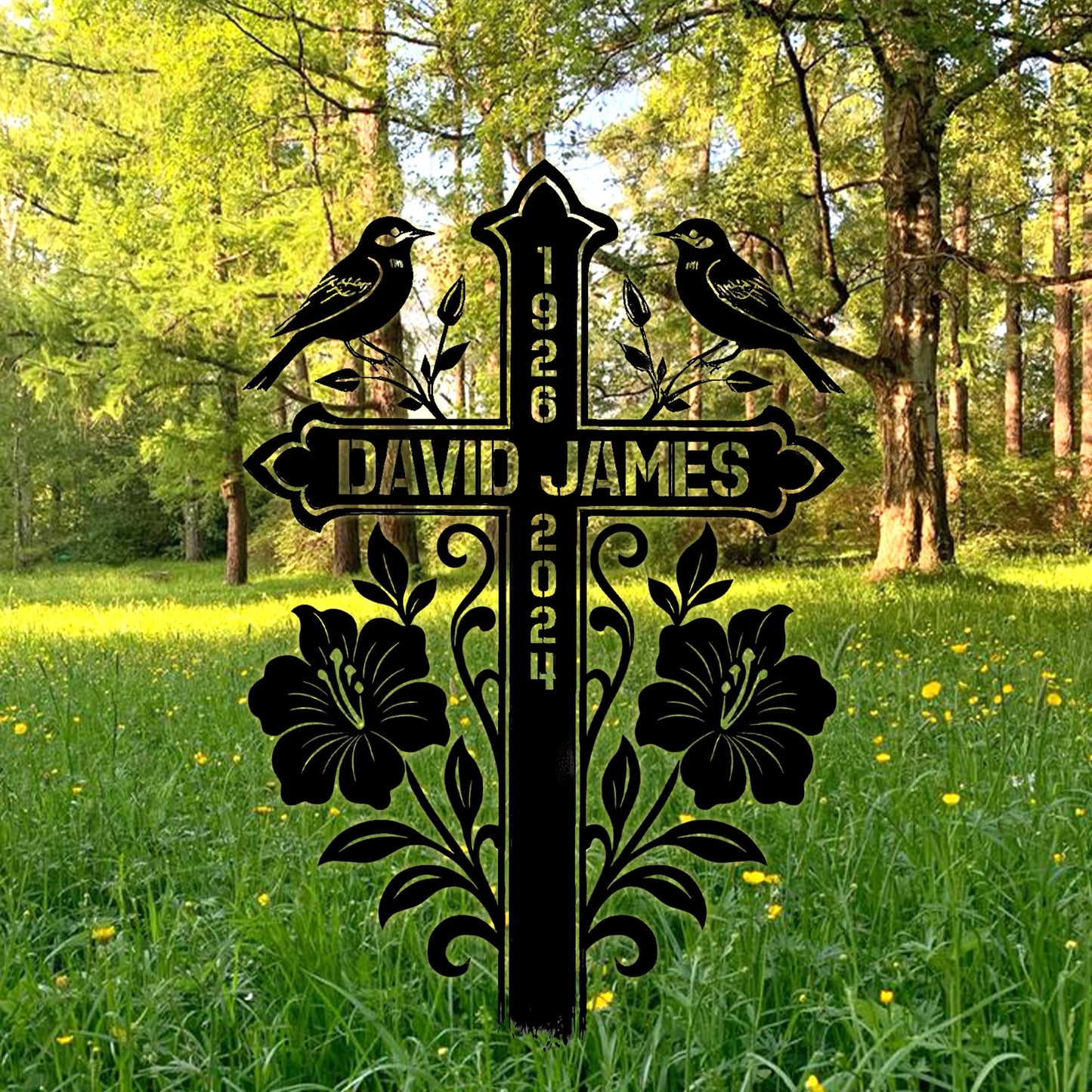 Custom Memorial Metal Cross Stake, Grave Marker, Sympathy Gifts, Remembrance Gift, Lawn Metal Cross, Garden Stake, Memorial Gift
