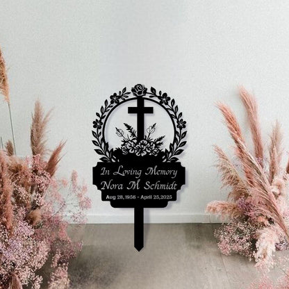 Personalized Memorial Cross Stake,Custom Cross Memorial Metal Stake, In Memory Cross,Grave Marker,Sympathy Gift,Remembrance Decor,Garden Sign