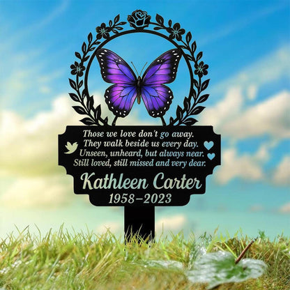 Personalized Butterfly Memorial Metal Grave Marker In Loving Memory Yard Stake for Garden Outdoor Sympathy Gift for Loss of Loved One