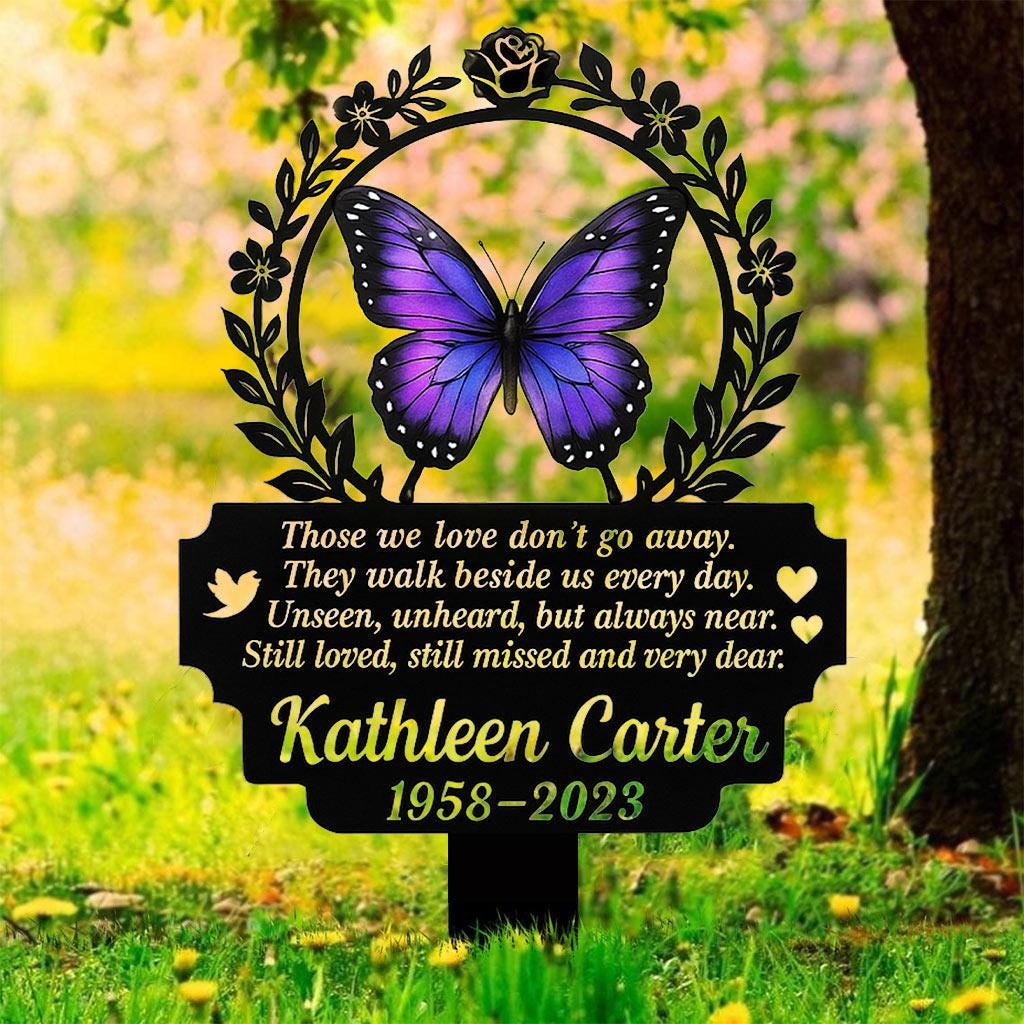 Personalized Butterfly Memorial Metal Grave Marker In Loving Memory Yard Stake for Garden Outdoor Sympathy Gift for Loss of Loved One