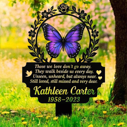 Personalized Butterfly Memorial Metal Grave Marker In Loving Memory Yard Stake for Garden Outdoor Sympathy Gift for Loss of Loved One