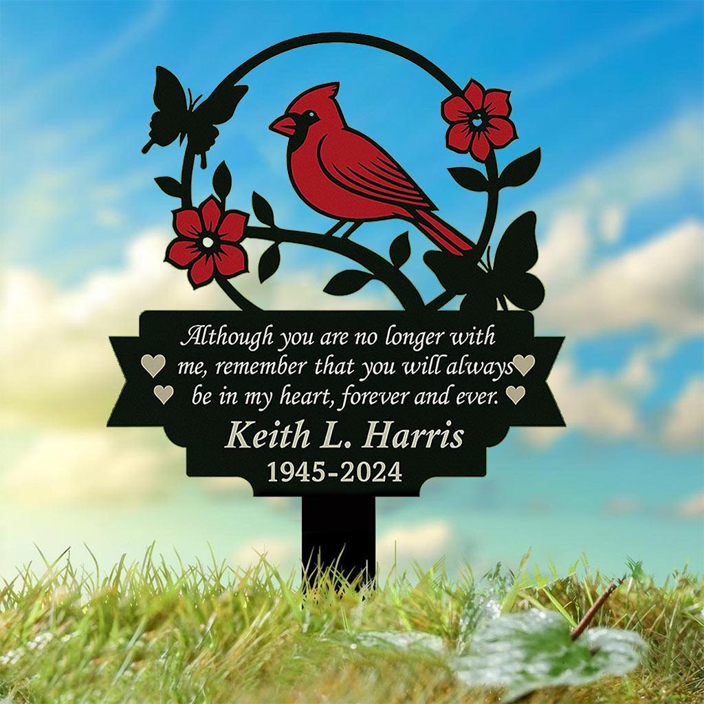 Personalized Cardinal Memorial Garden Sign, Custom In Loving Memory Metal Stake, Red Bird Sympathy Plaque, Remembrance Gift for Loved One