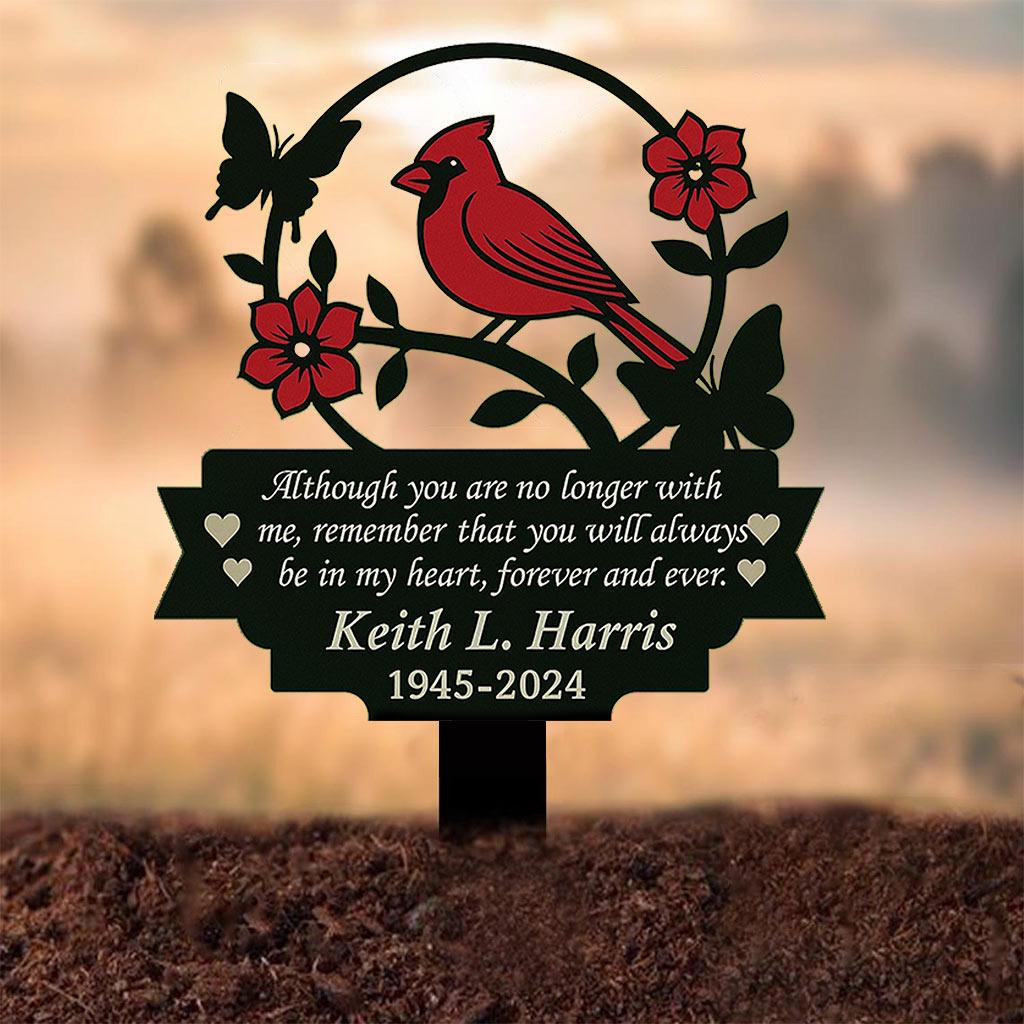 Personalized Cardinal Memorial Garden Sign, Custom In Loving Memory Metal Stake, Red Bird Sympathy Plaque, Remembrance Gift for Loved One