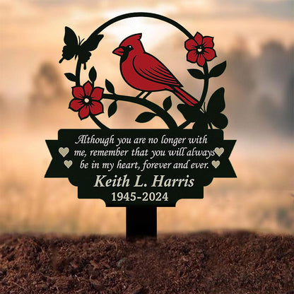 Personalized Cardinal Memorial Garden Sign, Custom In Loving Memory Metal Stake, Red Bird Sympathy Plaque, Remembrance Gift for Loved One