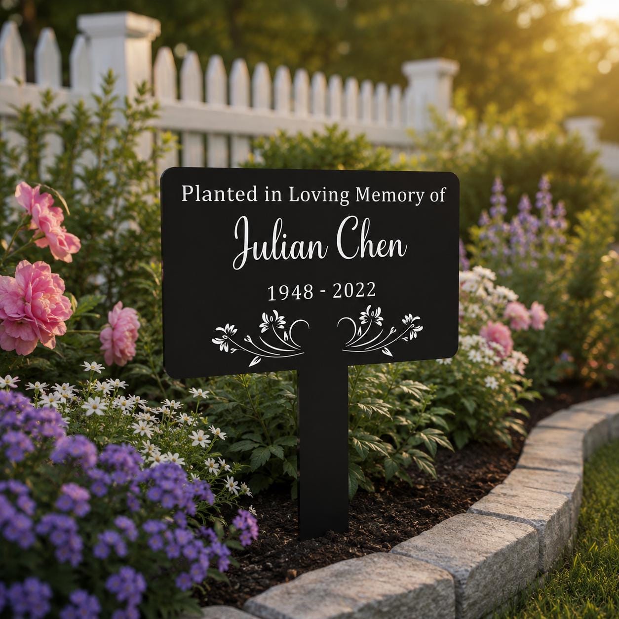 Personalized Memorial Garden Stake, Custom Aluminum Metal Sign, Planted in Loving Memory Sign, Outdoor Remembrance Garden Marker