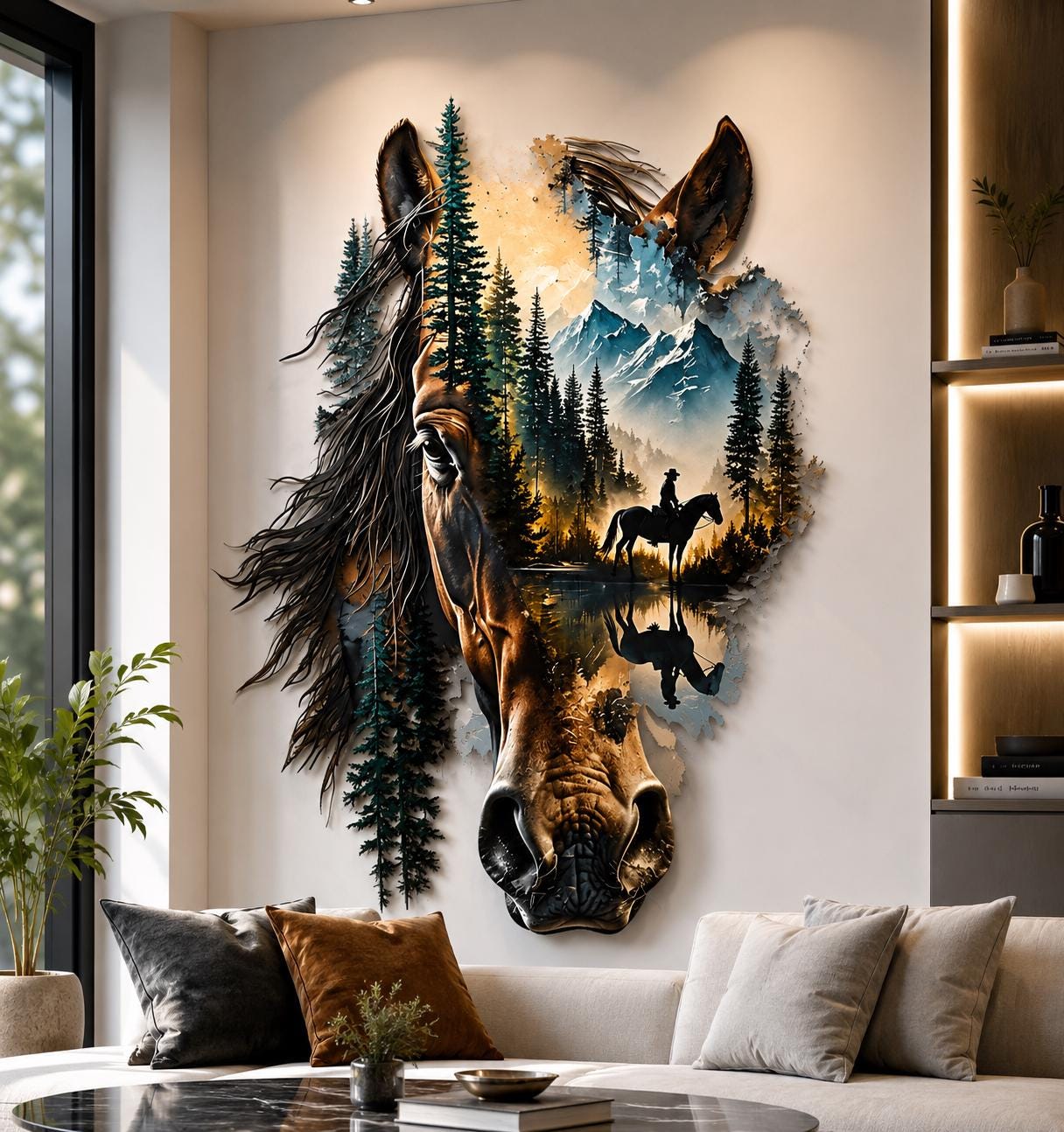 Metal Horse Wall Art Wild Animal Decor Rustic Equestrian Metal Sign Farmhouse Cabin Home Wall Hanging Gift For Horse Lovers