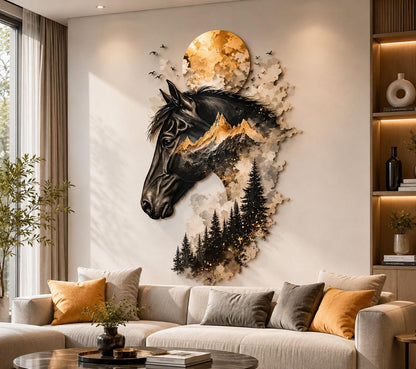 Metal Horse Wall Art Wild Animal Decor Rustic Equestrian Metal Sign Farmhouse Cabin Home Wall Hanging Gift For Horse Lovers
