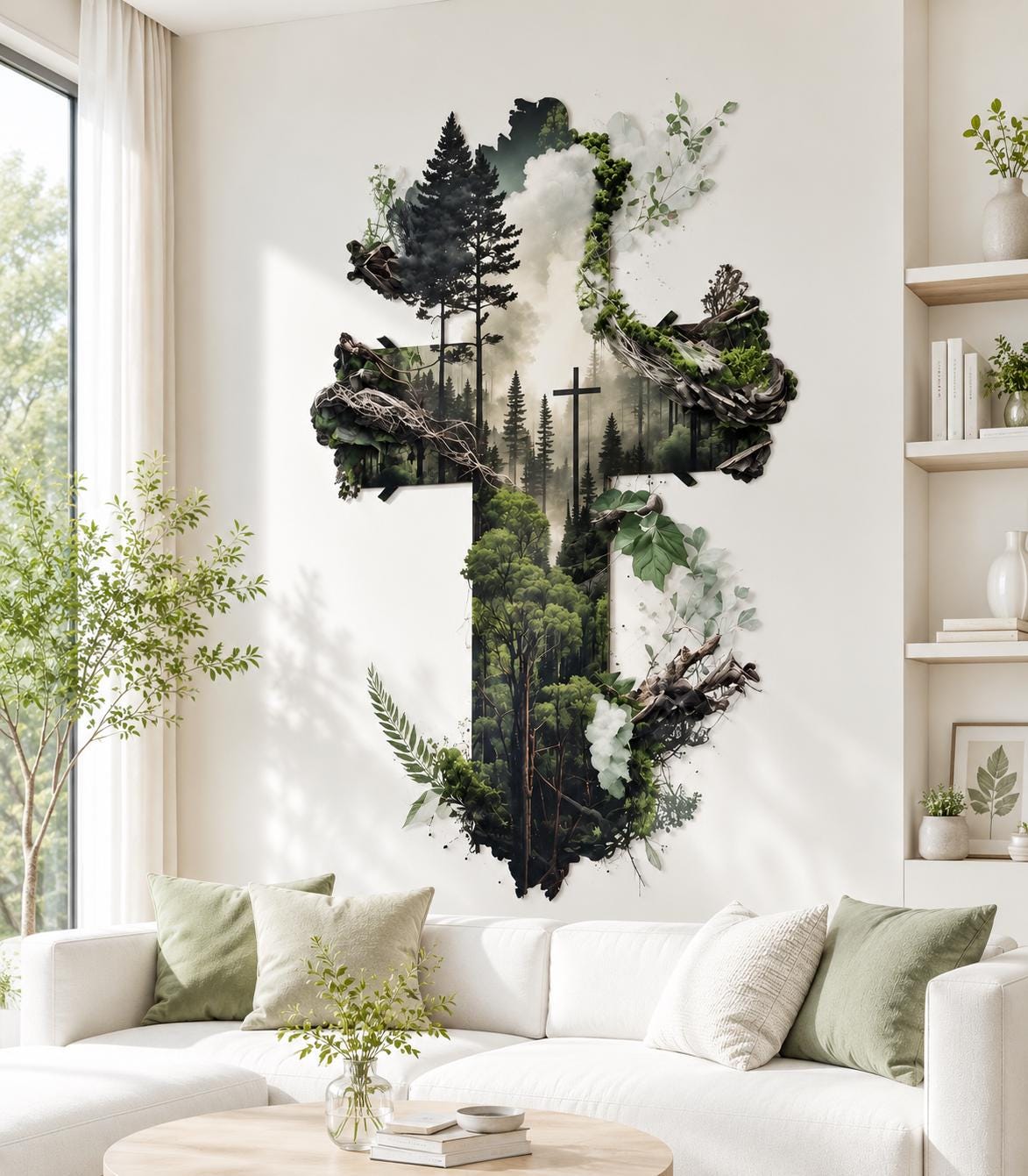Large Metal Guitar Wall Art Nature Landscape Metal Sign Home Decor Rustic Musical Instrument Wall Hanging Outdoor Indoor Cabin Lodge Gift