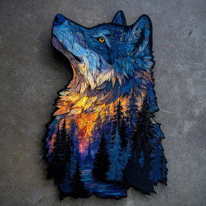 Wolf Metal Wall Art, 2D Aluminum Wolf Sign, Mountain Forest Wall Decor, Rustic Cabin Gift, Set of 4 Designs