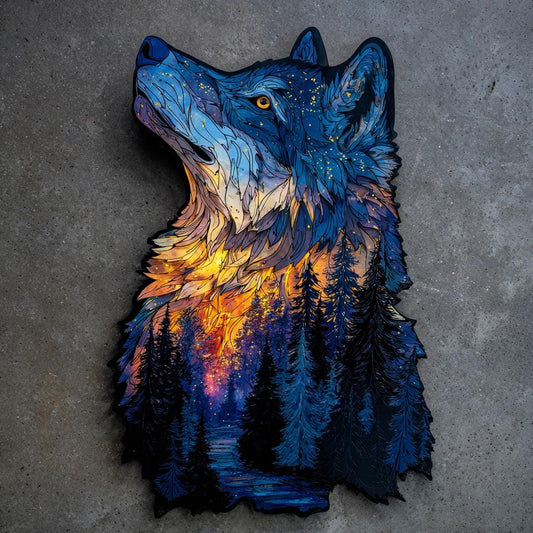 Wolf Metal Wall Art, 2D Aluminum Wolf Sign, Mountain Forest Wall Decor, Rustic Cabin Gift, Set of 4 Designs
