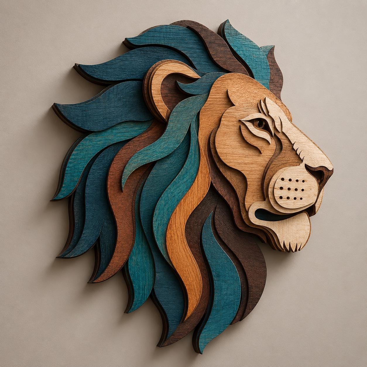 Layered Lion Wood Wall Art, 3D Wooden Lion Head Decor, Safari Animal Wall Sculpture, Rustic Nursery Gift, Multilayer Wood Home, 4 Designs