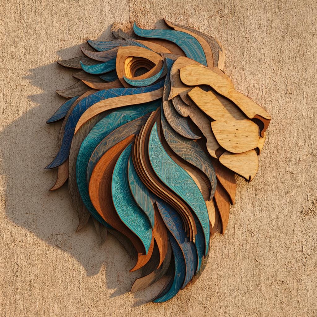 Layered Lion Wood Wall Art, 3D Wooden Lion Head Decor, Safari Animal Wall Sculpture, Rustic Nursery Gift, Multilayer Wood Home, 4 Designs